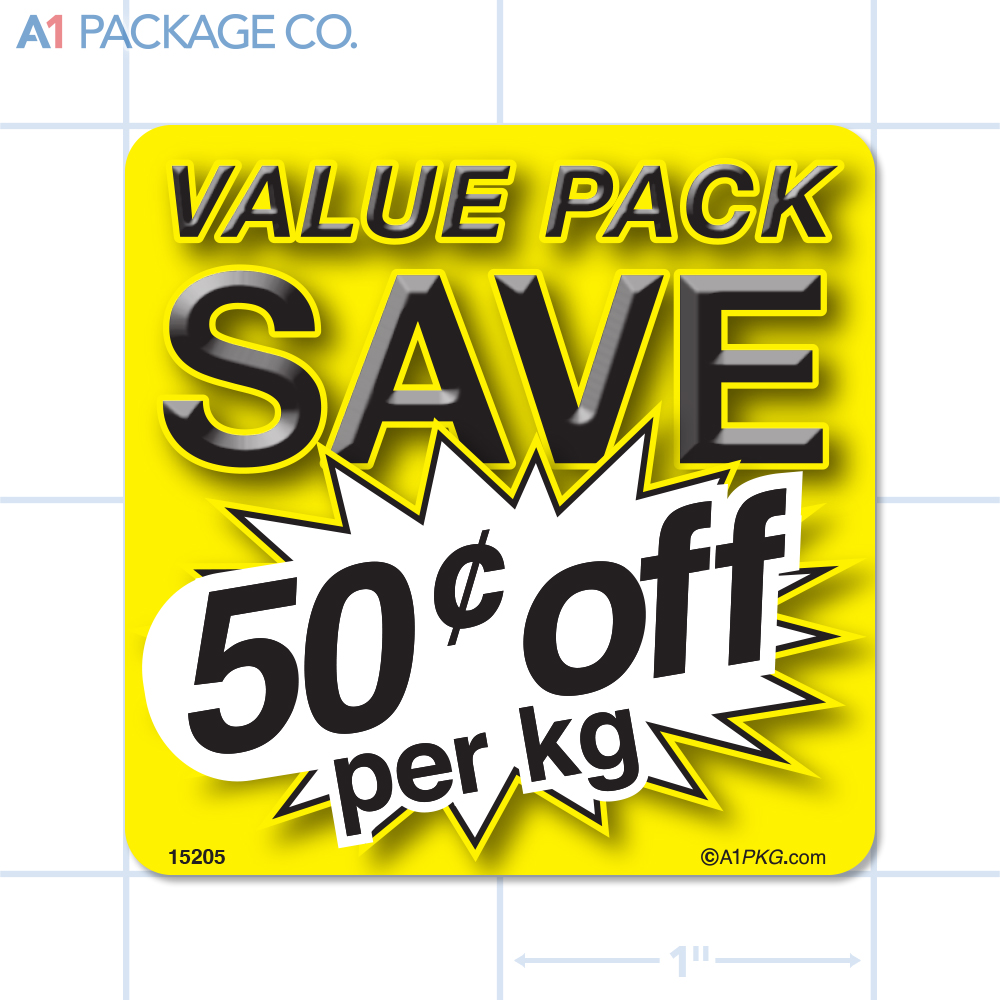 Value Pack Save 50¢ per kg Label (2x2 inch) 500/roll