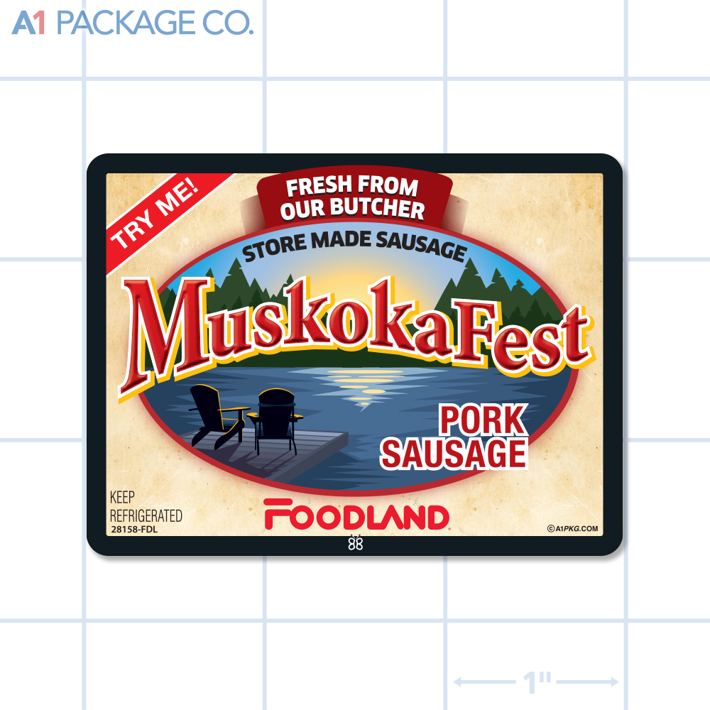 Foodland Muskokafest Pork Sausage Label Full Color Rectangle (3x2.25 Inch) 500/roll