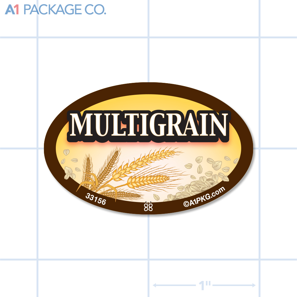 Multigrain Flavor Label Full Color Oval (1.2x2 inch) 500/Roll