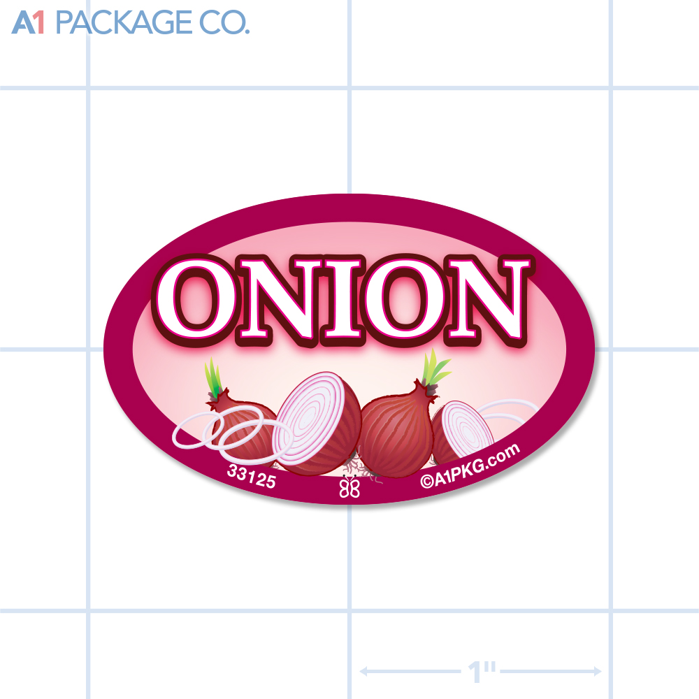 Onion Flavor Label Full Color Oval (1.2x2 inch) 500/Roll