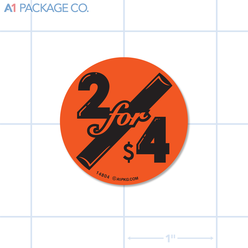 2 for $4 Label Fluorescent Red Circle (1.5 Inch Dia.) 500/roll