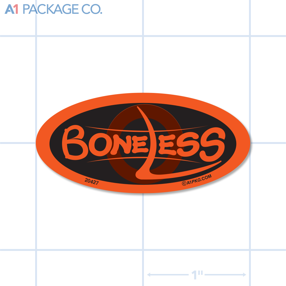 Boneless Label Fluorescent Red Oval (1x2 Inch) 500/roll