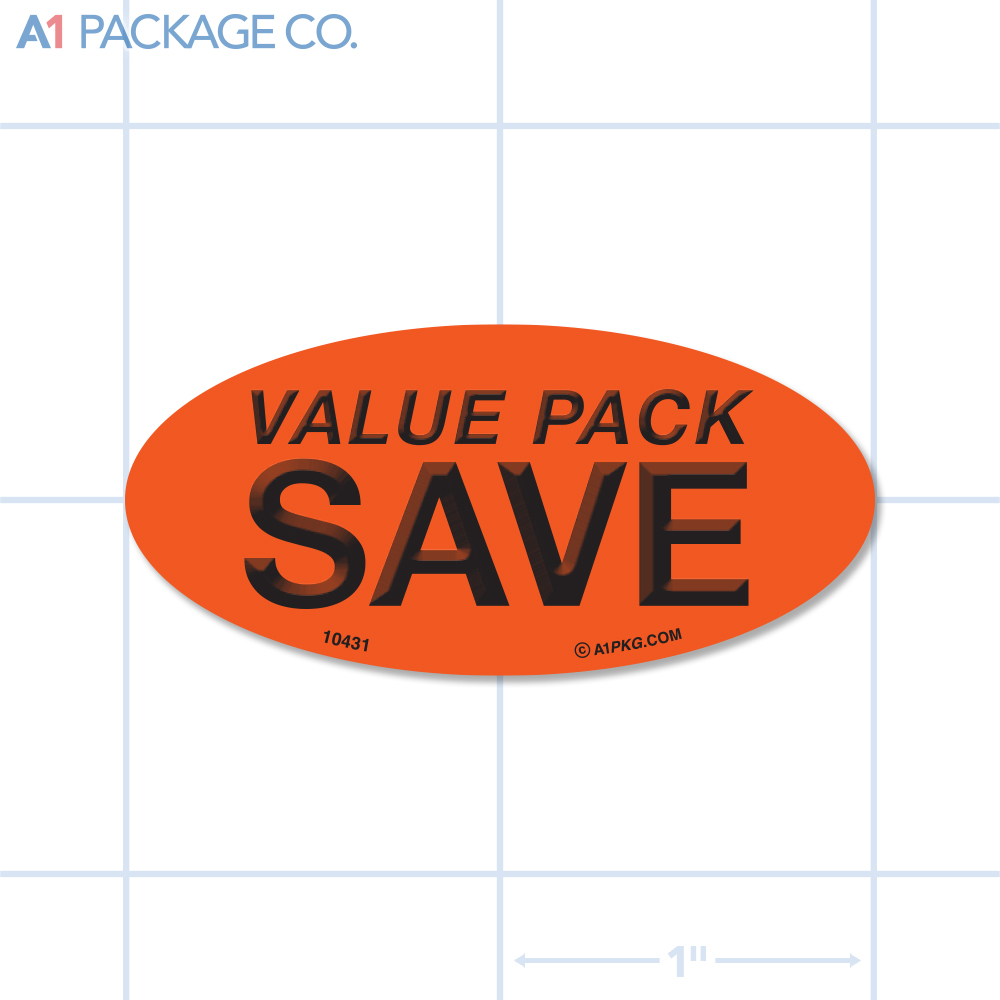 Value Pack Save Label Fluorescent Red Oval (1x2 inch) 500/roll