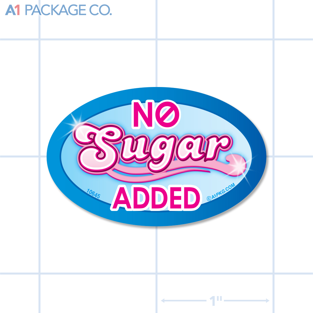 No Sugar Added Label Full Color Oval (1.2x2 inch) 500/roll