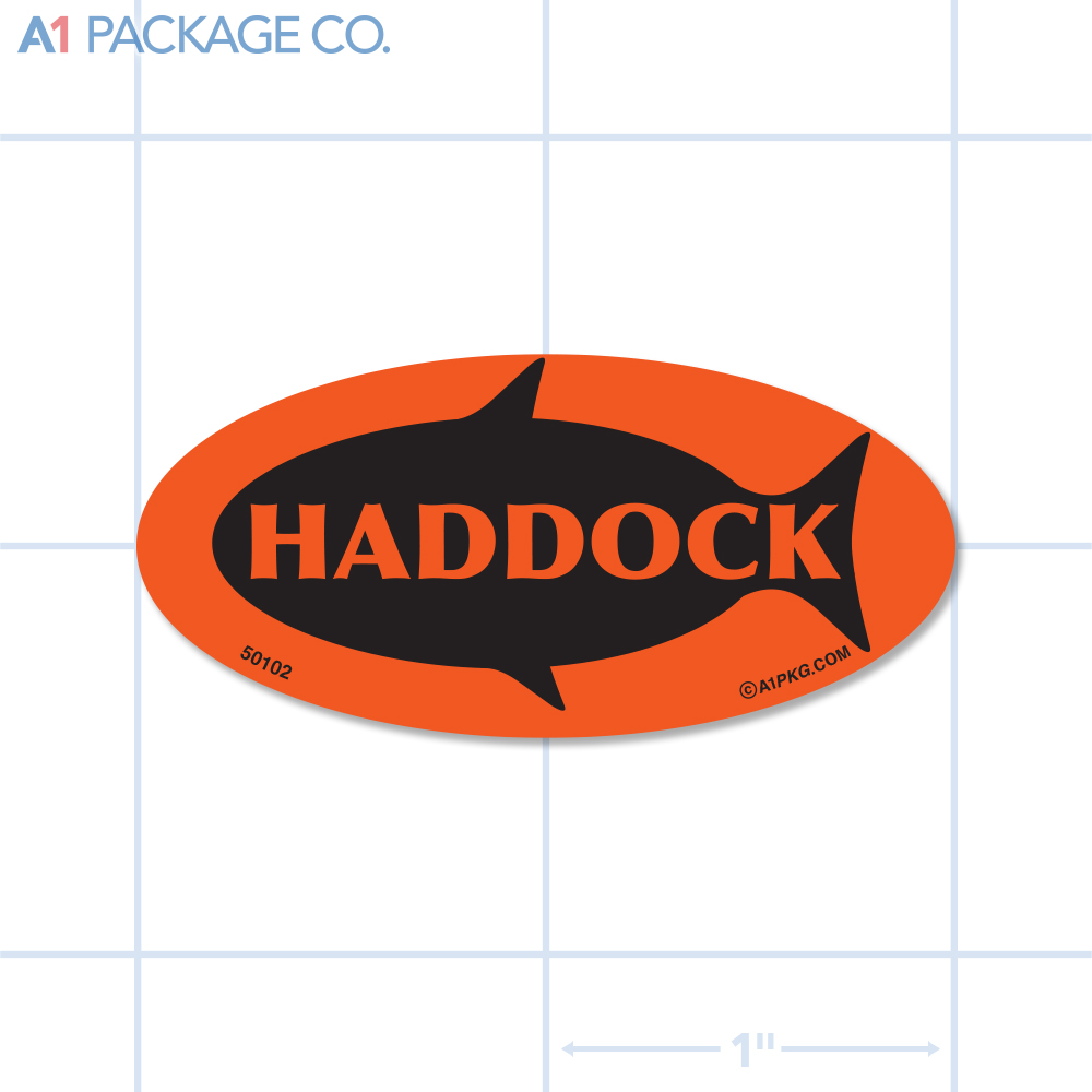 Haddock Label Fluorescent Red Oval (1x2 Inch) 500/roll