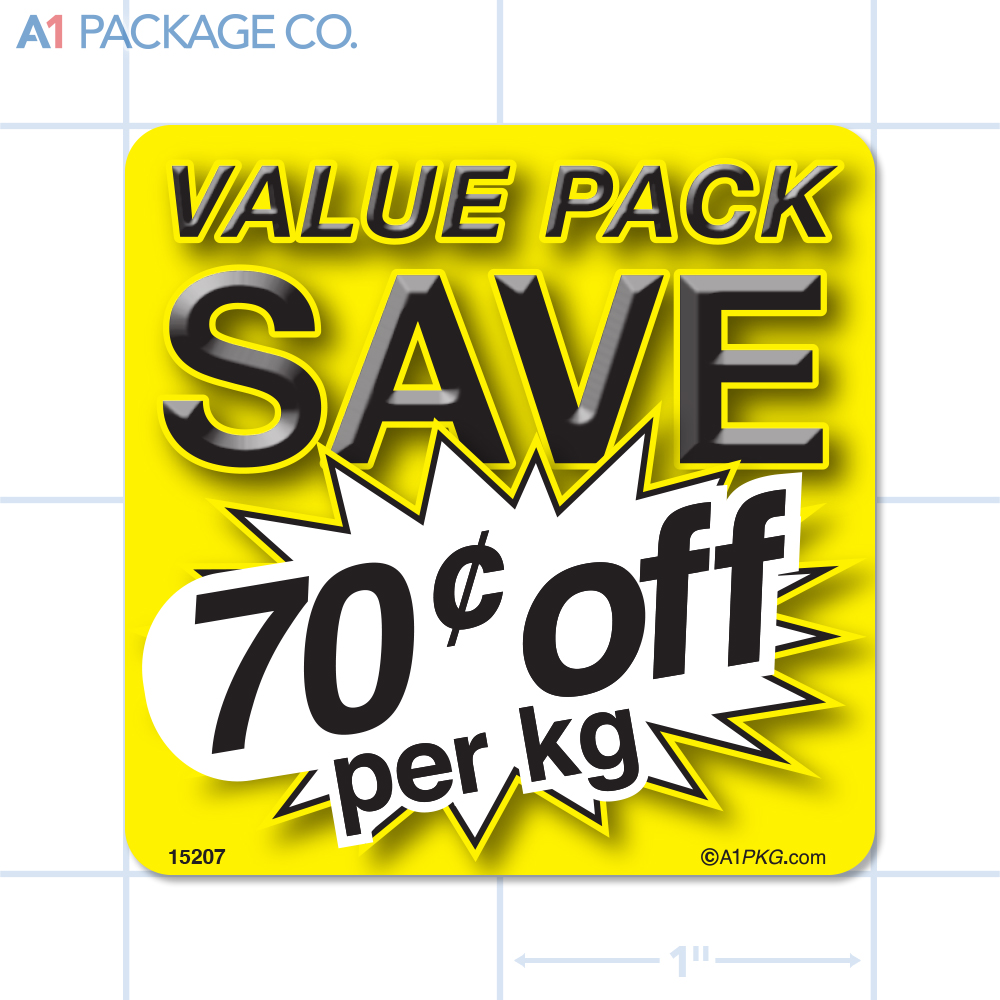Value Pack Save 70¢ per kg Label (2x2 inch) 500/roll