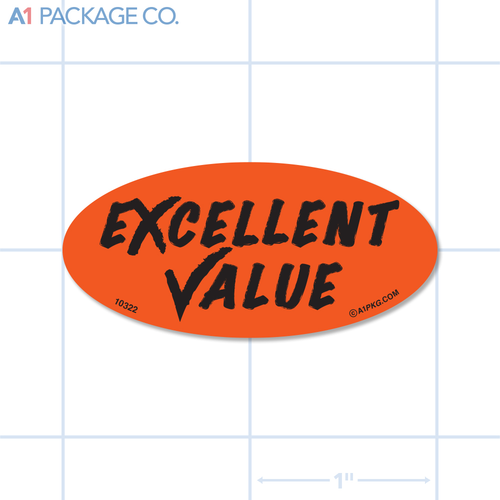 Excellent Value Label Fluorescent Red Oval (1x2 inch) 500/roll