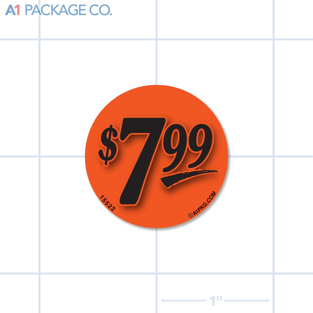 $7.99 Label Fluorescent Red Circle (1.25 inch dia.) 1000/roll