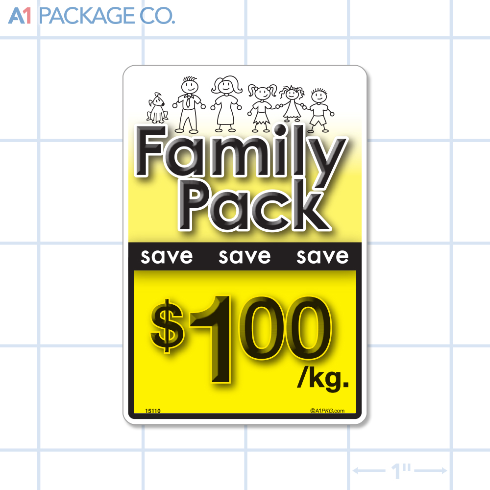 Family Pack Save $1.00 per kg Label (2.375 x 3.5 inch) 250/roll