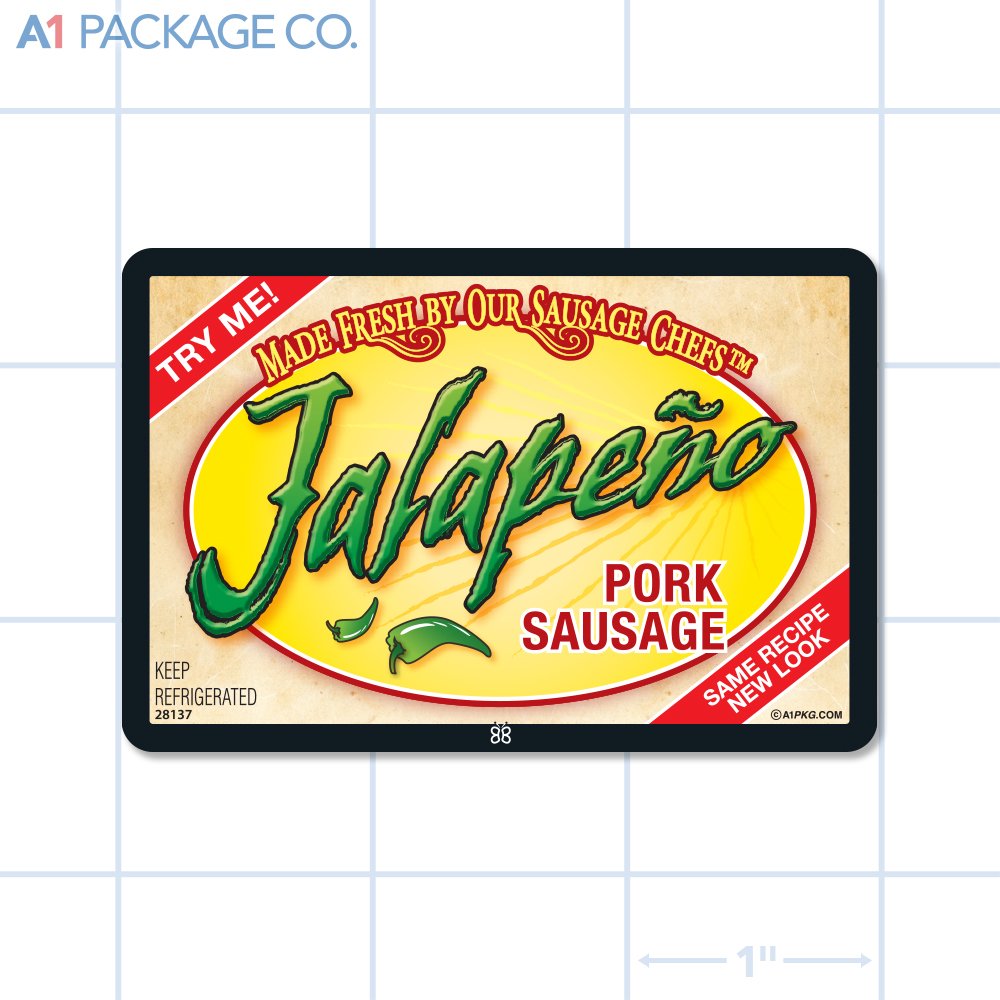 Jalapeno Pork Sausage Label Full Color Rectangle (3x2 Inch) 500/roll