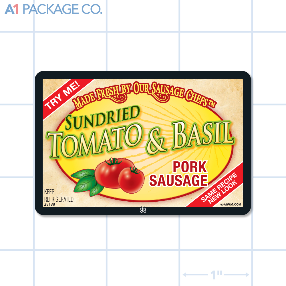 Sundried Tomato & Basil Pork Sausage Label Full Color Rectangle (3x2 Inch) 500/roll