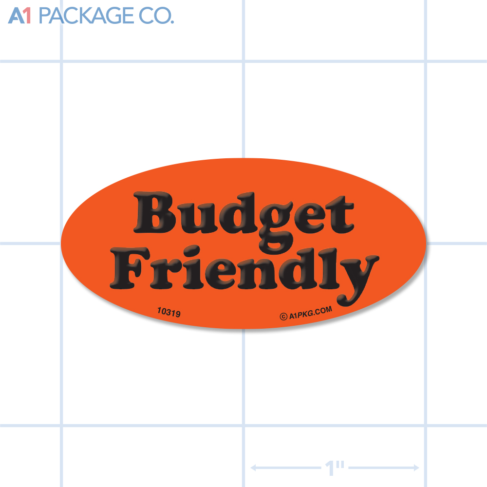 Budget Friendly Label Fluorescent Red Oval (1x2 inch) 500/roll  