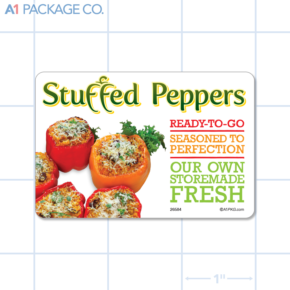 Stuffed Peppers Label Full Color Rectangle (3x2 Inch) 250/roll