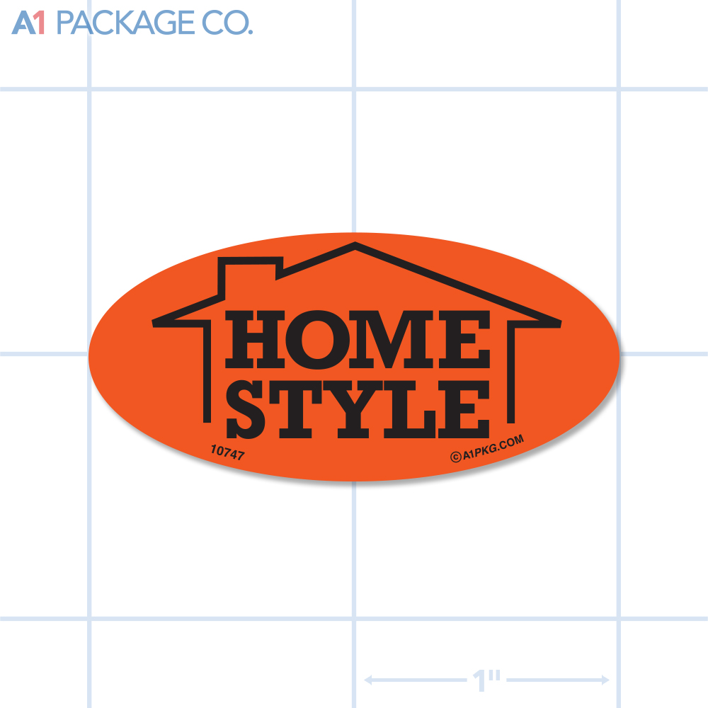 Home Style Label Fluorescent Red Oval (1x2 inch) 500/roll