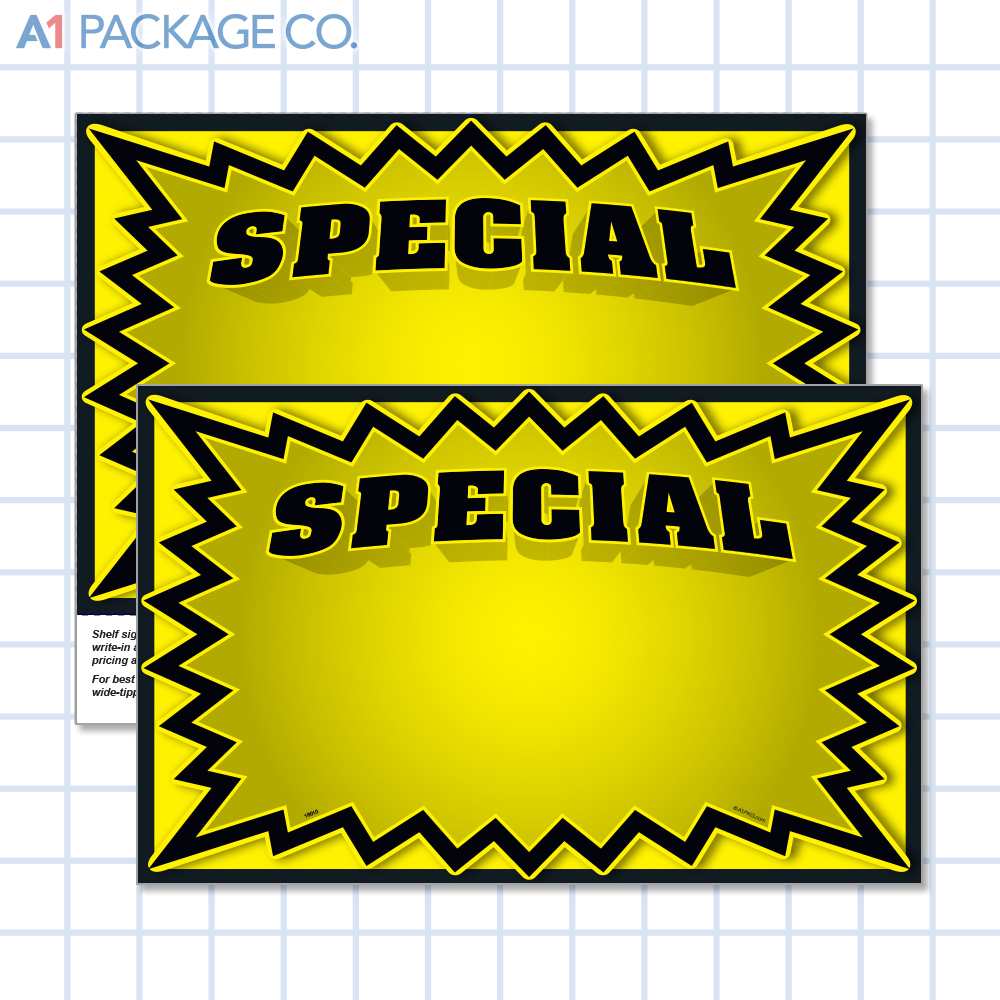 Yellow Special Starburst Placards (11x7 inch) 5 Count