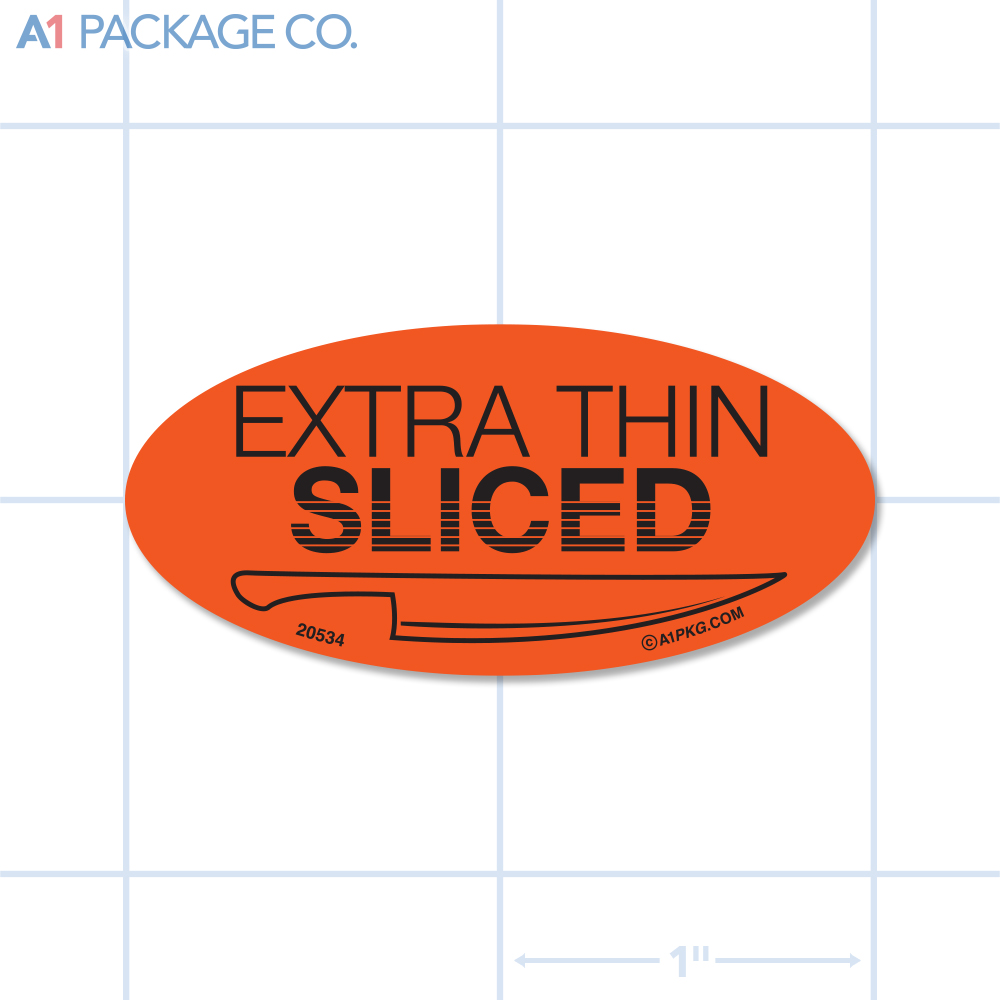 Extra Thin Sliced Label Fluorescent Red Oval (1x2 Inch) 500/roll