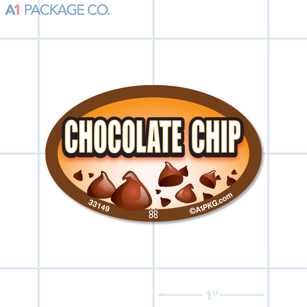 Chocolate Chip Flavor Label Full Color Oval (1.2x2 inch) 500/Roll