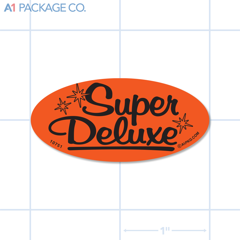 Super Deluxe Label Fluorescent Red Oval (1x2 inch) 500/roll  