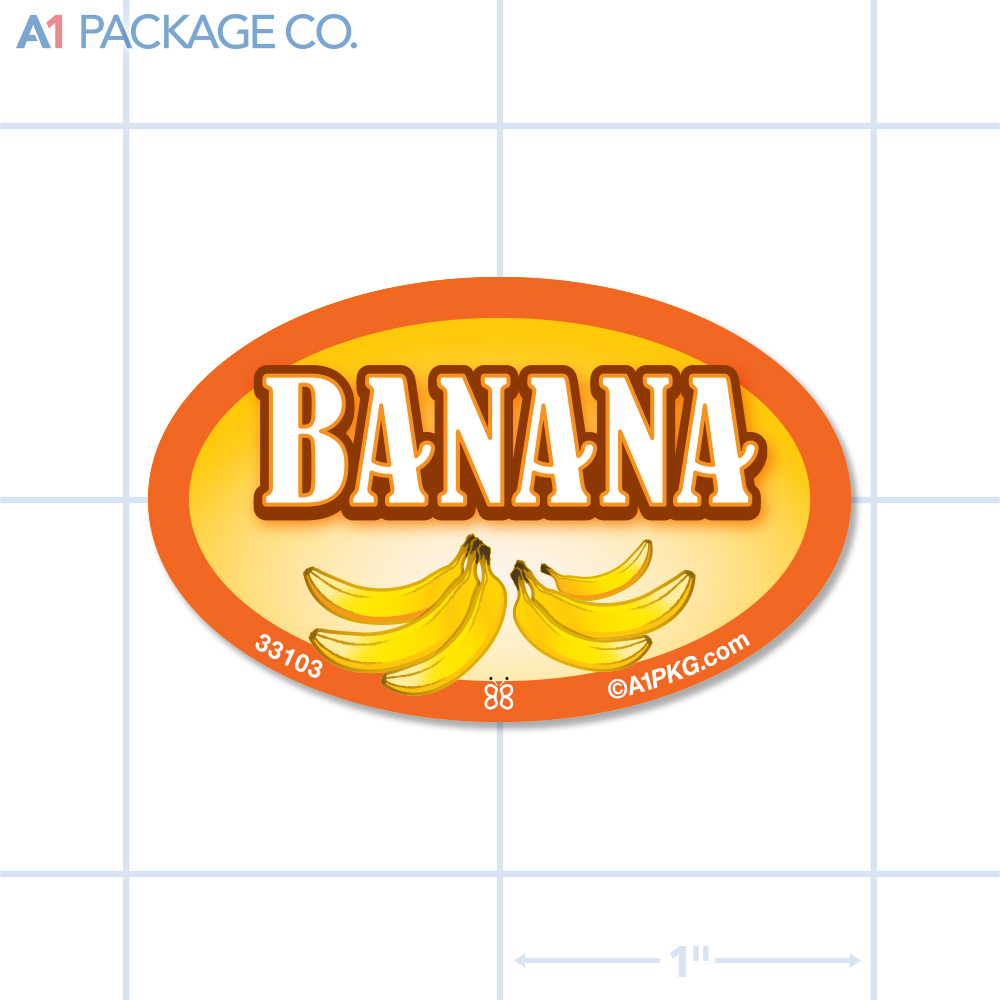 Banana Flavor Label Full Color Oval (1.2x2 inch) 500/Roll