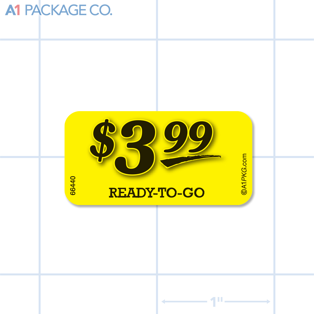 $3.99 Ready To Go Label Bright Yellow Rectangle (1.5x0.75 Inch) 500/roll