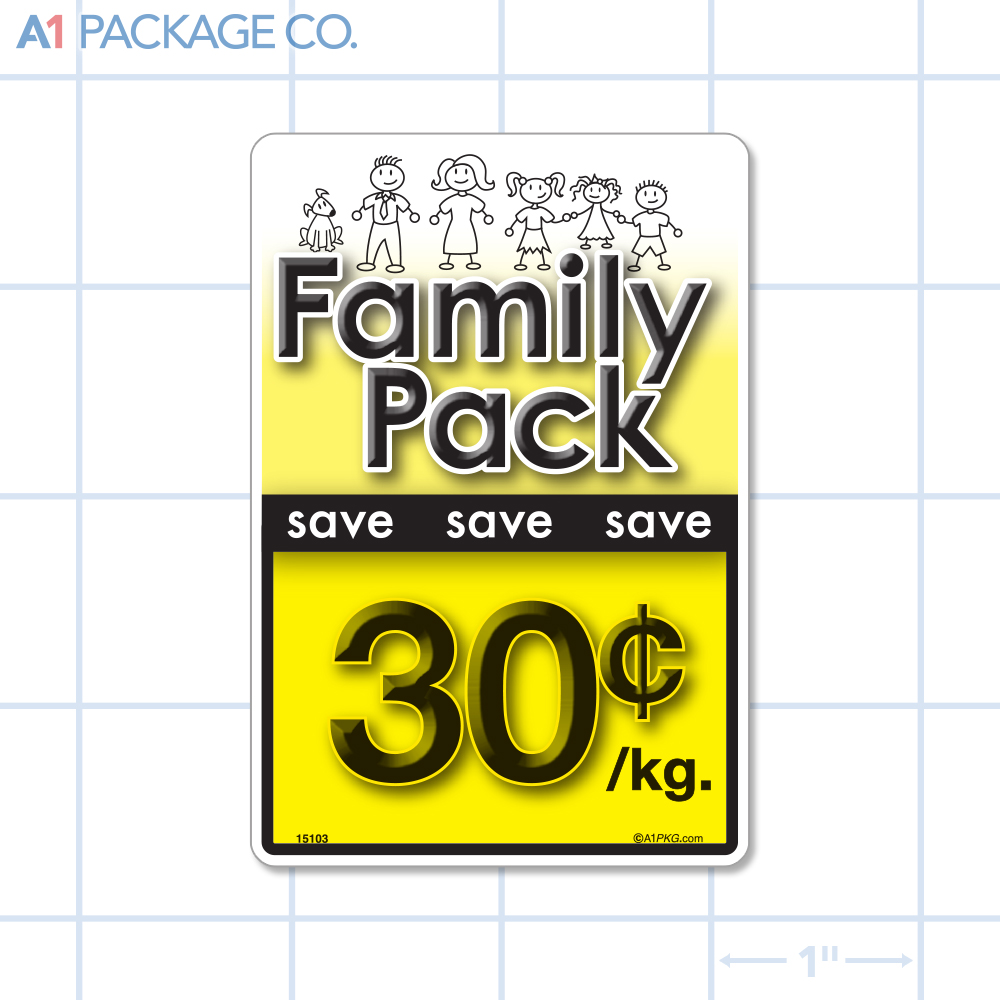 Family Pack Save 30¢ per kg Label (2.375 x 3.5 inch) 250/roll