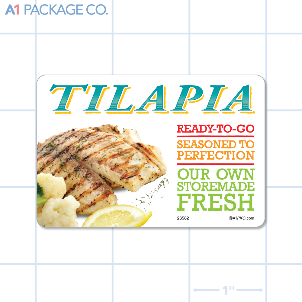 Tilapia Label Full Color Rectangle (3x2 Inch) 250/roll