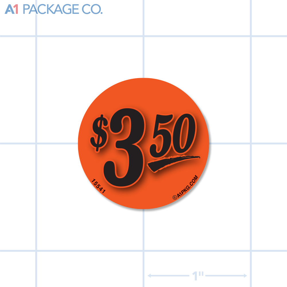 $3.50 Label Fluorescent Red Circle (1.25 inch dia.) 1000/roll