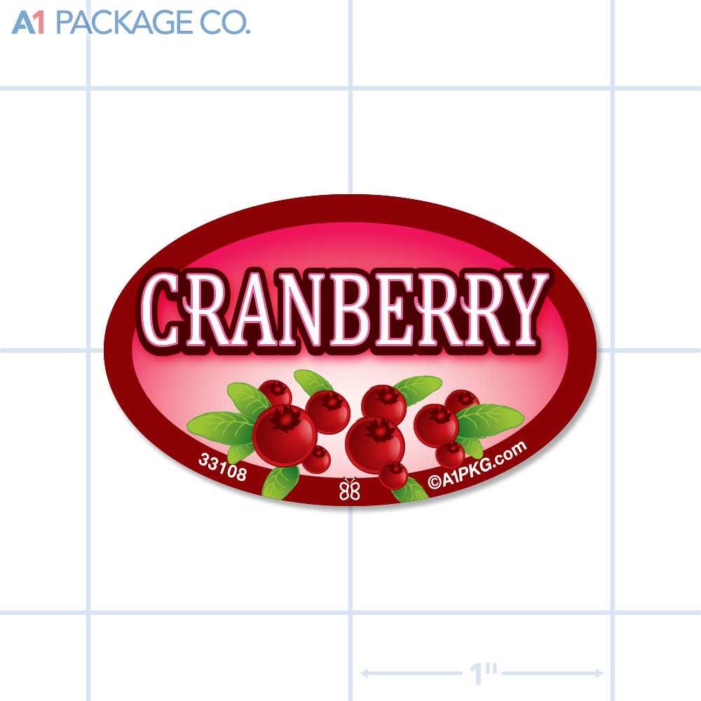 Cranberry Flavor Label Full Color Oval (1.2x2 inch) 500/Roll