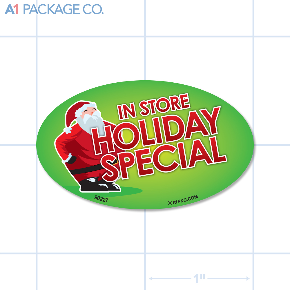 In Store Holiday Special Label Full Color Oval (2x1.2 Inch) 250/roll