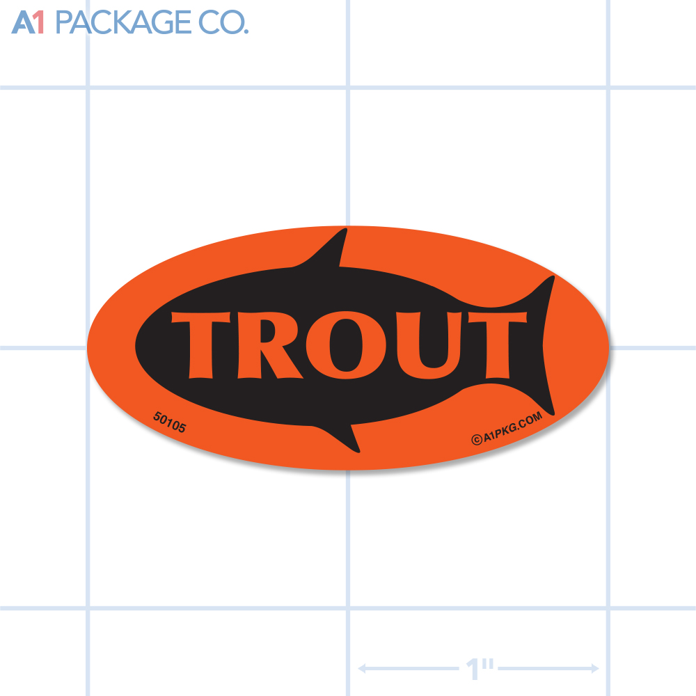 Trout Label Fluorescent Red Oval (1x2 Inch) 500/roll
