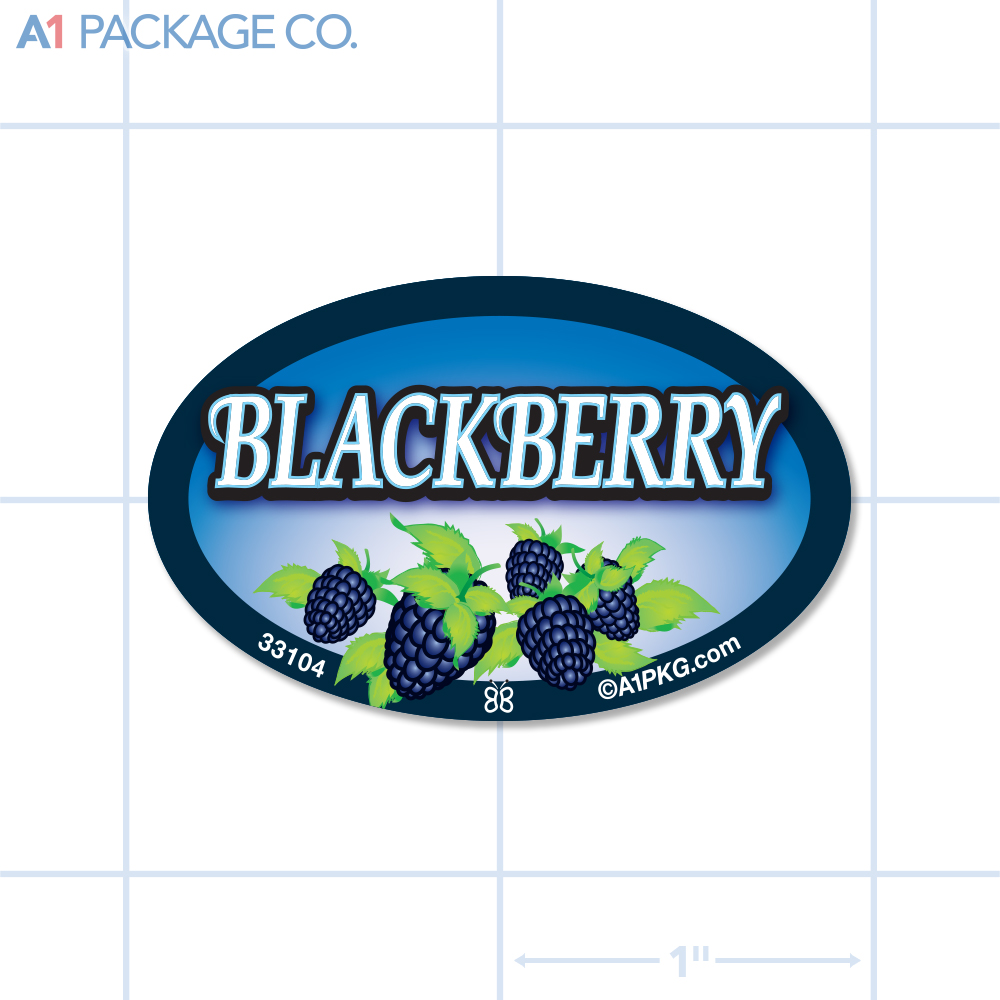 Blackberry Flavor Label Full Color Oval (1.2x2 inch) 500/Roll