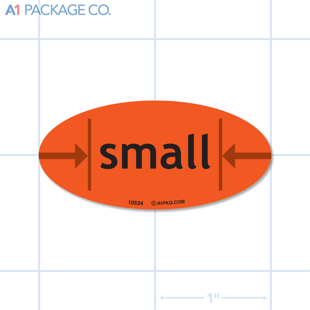 Small Size Label Fluorescent Red Oval (1x2 inch) 500/roll 