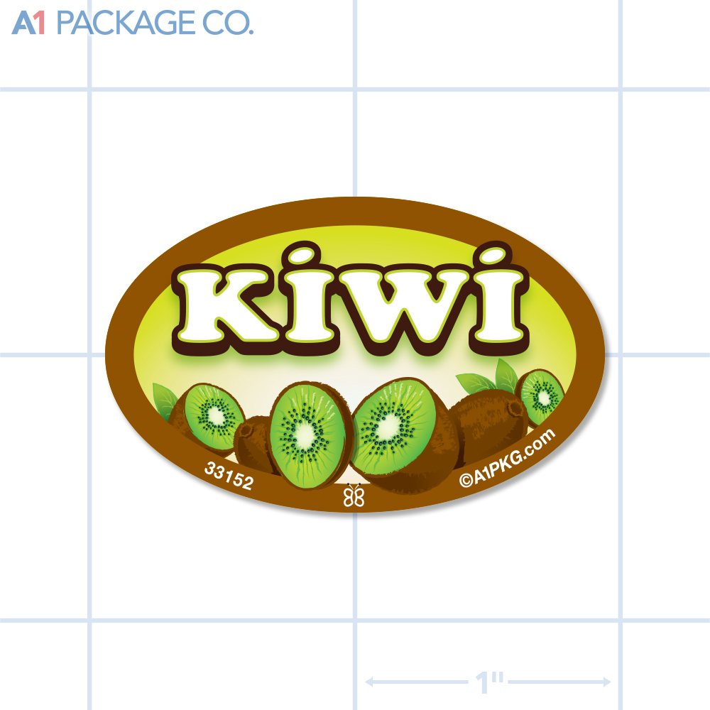 Kiwi Flavor Label Full Color Oval (1.2x2 inch) 500/Roll