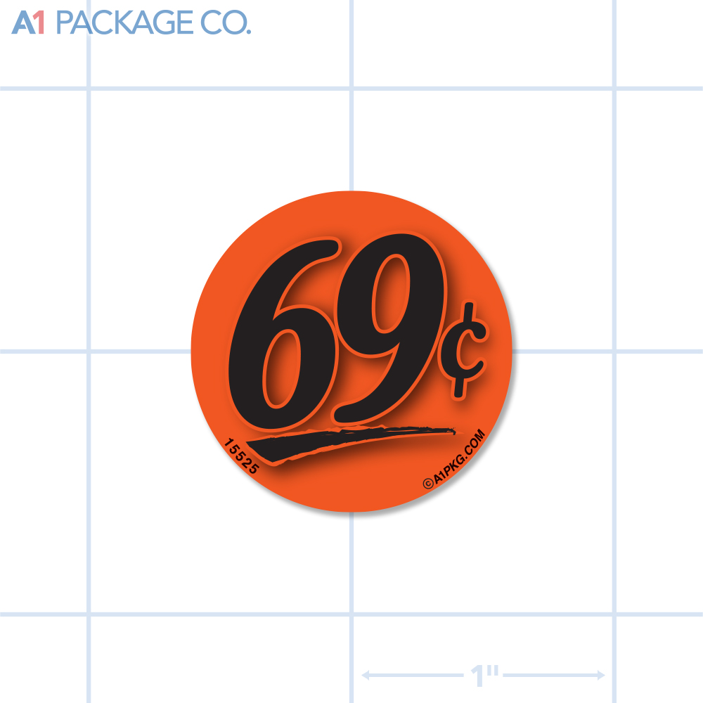 69¢ Label Fluorescent Red Circle (1.25 inch dia.) 1000/roll