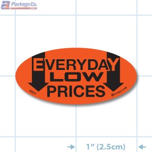 Everyday Low Prices Fluorescent Red Oval Merchandising Labels - Copyright - A1PKG.com SKU - 10321