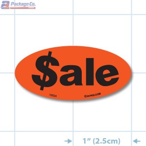 Sale Fluorescent Red Oval Merchandising Labels - Copyright - A1PKG.com SKU - 10324