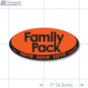 Family Pack Fluorescent Red Oval Merchandising Labels - Copyright - A1PKG.com SKU # 10428