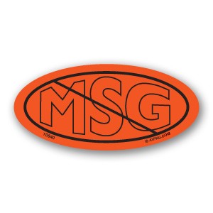 No MSG Fluorescent Red Oval Merchandising Labels PQG (1x2 inch) 500/Roll 