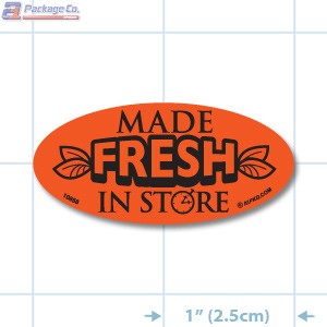 Made Fresh In Store Fluorescent Red Oval Merchandising Labels - Copyright - A1PKG.com SKU - 10858