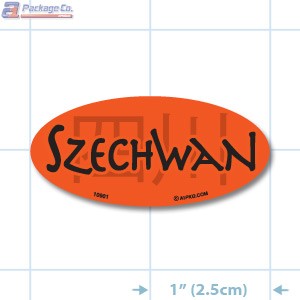 Szechwan- With Translation Red Oval Merchandising Labels PQG (1x2 inch) 500/Roll 