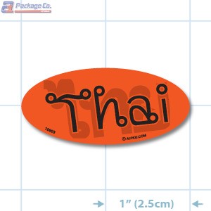 Thai- With Translation Fluorescent Red Oval Merchandising Label Copyright A1PKG.com - 10903