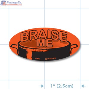 Braise Me Fluorescent Red Oval Merchandising Labels - Copyright - A1PKG.com SKU - 11003