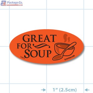 Great For Soup Fluorescent Red Oval Merchandising Labels - Copyright - A1PKG.com SKU - 11071