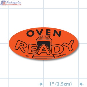 Oven Ready Fluorescent Red Oval Merchandising Labels - Copyright - A1PKG.com SKU - 11078