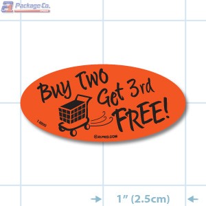 Buy Two Get 3rd Free Fluorescent Red Oval Merchandising Labels - Copyright - A1PKG.com SKU - 14899