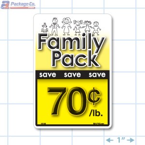 Family Pack Save 70¢ per lb Bright Yellow Rectangle Merchandising Labels - Copyright - A1PKG.com SKU - 15120