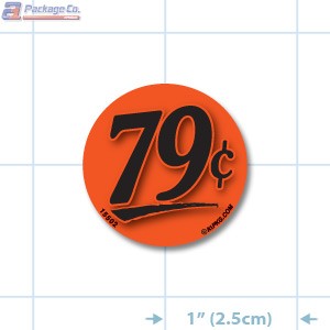 79¢ Fluorescent Red Circle Merchandising Price Label Copyright A1PKG.com - 15502