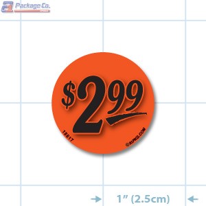 $2.99 Fluorescent Red Circle Merchandising Price Label Copyright A1PKG.com - 15517