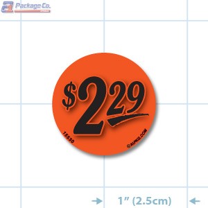 $2.29 Fluorescent Red Circle Merchandising Price Label Copyright A1PKG.com - 15530