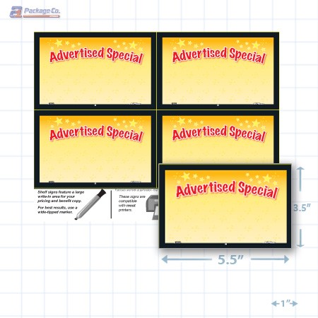 Advertised Special Merchandising Placards 4UP (5.5" x 3.5") - Copyright - A1PKG.com - 16804